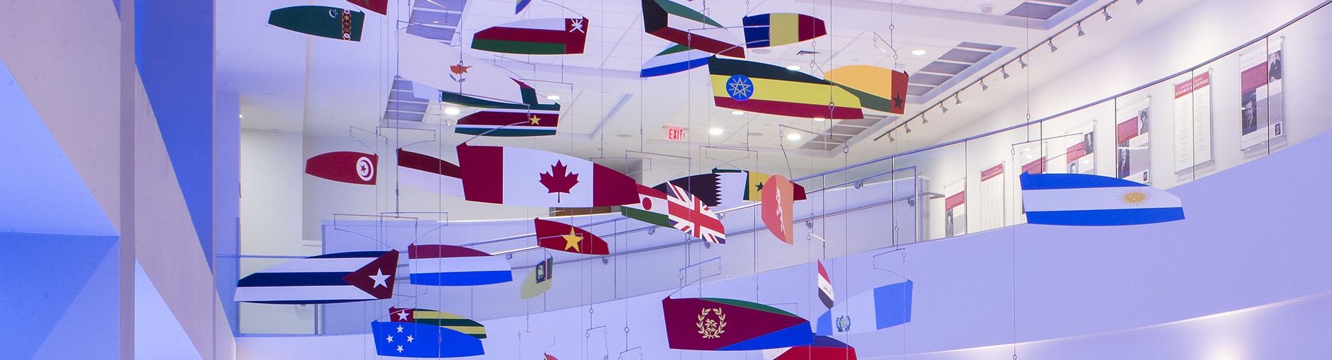 International Flags hanging in Alter Hall